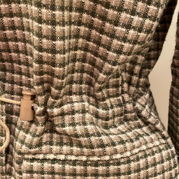Jordan & Cole Womens Blazer w Ties to Cinch Waist / White, Green Tan Check / M - Picture 12 of 15